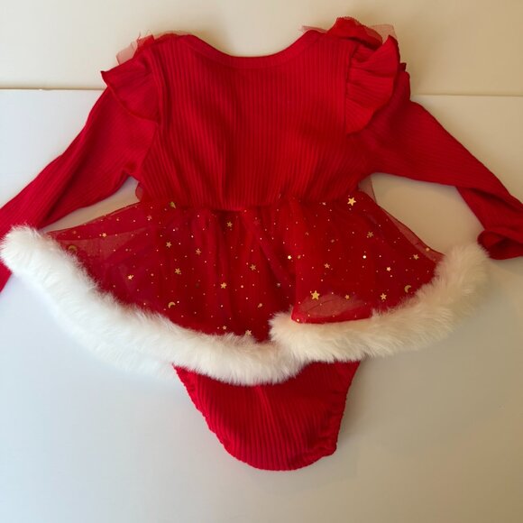 🎄Fancy Baby Girl Christmas Bodysuit with Tutu + Matching Headband - Picture 9 of 11